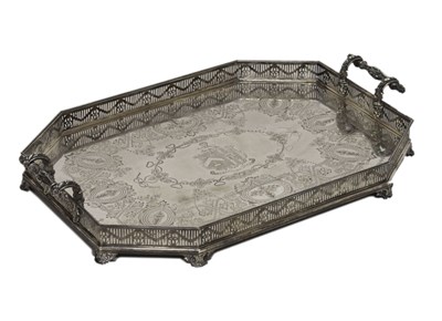 Lot Late Victorian silver gallery tray