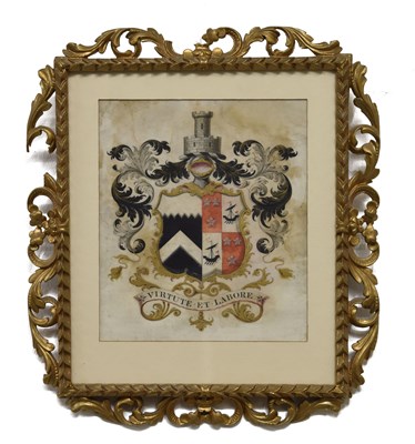 Lot 255 - Early 19th century hand painted watercolour crest of the Vaughan family of Bristol