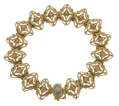 Lot 82 - 9ct gold diamond set fancy link bracelet