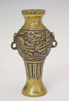 Lot 351 - Rare small 17th century Chinese bronze incense tool holder or vase, manner of Hu Wenming