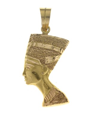 Lot 56 - Egyptian yellow metal Queen Nefertiti profile pendant
