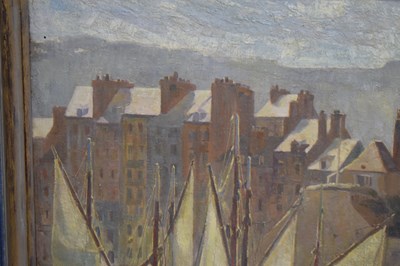 Lot 409 - Charles Ernest Cundall, RA (1890-1971) - Oil on board, 'Fishing Boats, Honfleur'