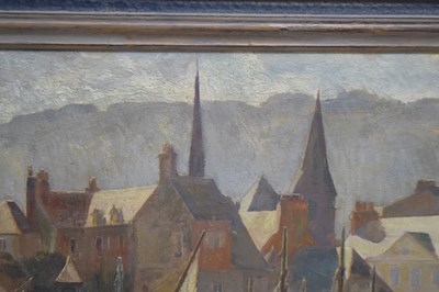 Lot 409 - Charles Ernest Cundall, RA (1890-1971) - Oil on board, 'Fishing Boats, Honfleur'