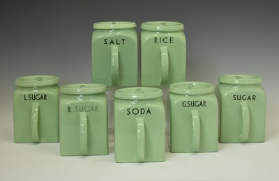 Lot 429 - Seven Pountney & Co. 'Bristol Kitchen Ware' ceramic storage jars
