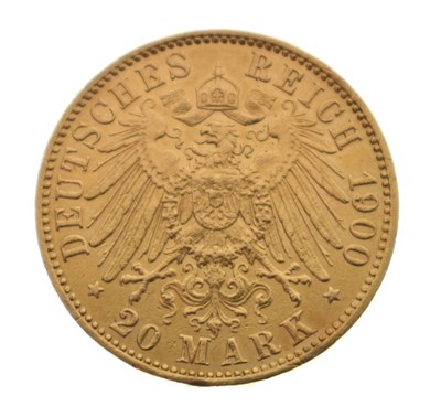Lot 208 - German Empire - Wilhelm II gold 20 mark coin, 1900