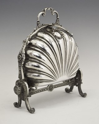 Lot 244 - Victorian silver plated biscuit box of shell form