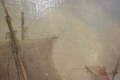 Lot 395 - Francois Etienne Musin (Belgian, 1820-1888) - Oil on canvas - A Naval Engagement