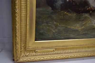 Lot 395 - Francois Etienne Musin (Belgian, 1820-1888) - Oil on canvas - A Naval Engagement