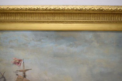 Lot 395 - Francois Etienne Musin (Belgian, 1820-1888) - Oil on canvas - A Naval Engagement