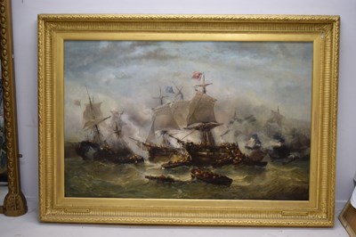 Lot 395 - Francois Etienne Musin (Belgian, 1820-1888) - Oil on canvas - A Naval Engagement