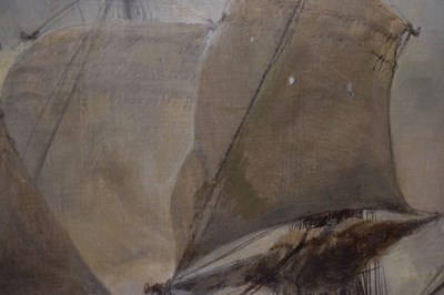 Lot 395 - Francois Etienne Musin (Belgian, 1820-1888) - Oil on canvas - A Naval Engagement