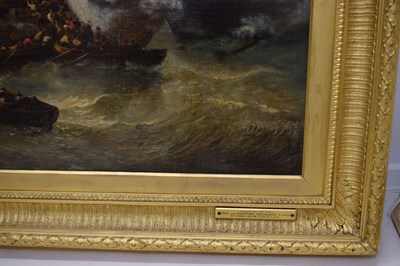Lot 395 - Francois Etienne Musin (Belgian, 1820-1888) - Oil on canvas - A Naval Engagement