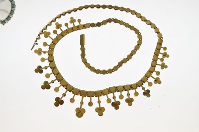 Lot 63 - Late Victorian / Edwardian turquoise, pearl, diamond and moonstone pendant necklace