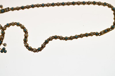 Lot 63 - Late Victorian / Edwardian turquoise, pearl, diamond and moonstone pendant necklace
