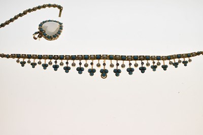 Lot 63 - Late Victorian / Edwardian turquoise, pearl, diamond and moonstone pendant necklace