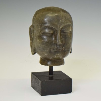 Lot 352 - Chinese carved stone head of a luohan