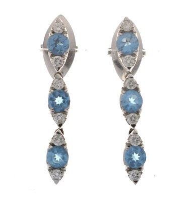 Lot 88 - Pasquale Bruni - Pair of blue topaz 18ct white gold drop earrings