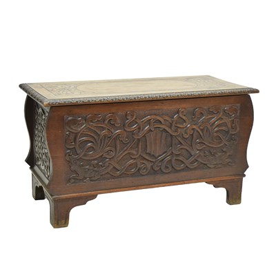 Lot 502 - Manner of Alexander Ritchie of Iona - Small Arts & Crafts carved oak coffer