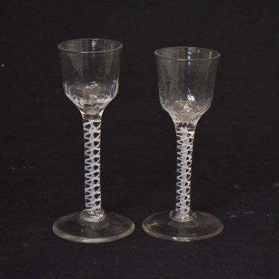Lot 281 - 18th century opaque twist wine glass, etc