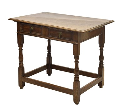 Lot 500 - Queen Anne oak single drawer side table, circa 1710