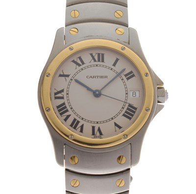 Lot 122 - Cartier - Santos Ronde automatic bracelet watch
