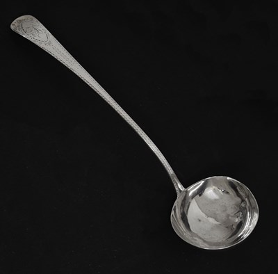 Lot George III Old English pattern silver ladle