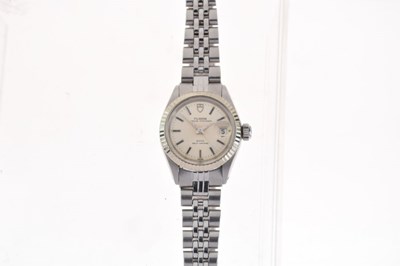 Lot 64 - Tudor - Lady's Princess Oysterdate stainless steel automatic bracelet watch