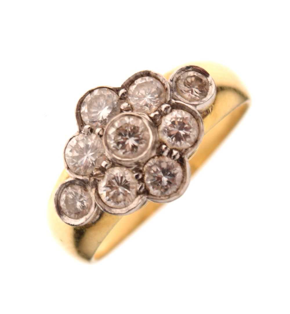 Lot 4 - 18ct gold and diamond cluster lozenge shape ring
